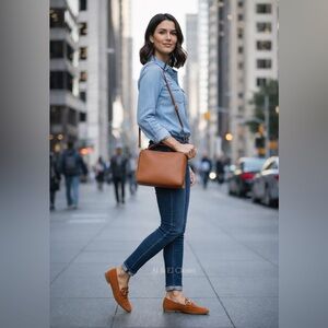 Parrotto Italian Suede Loafers Orange Gold Horsebit EU 40 US 9.5 New In Box